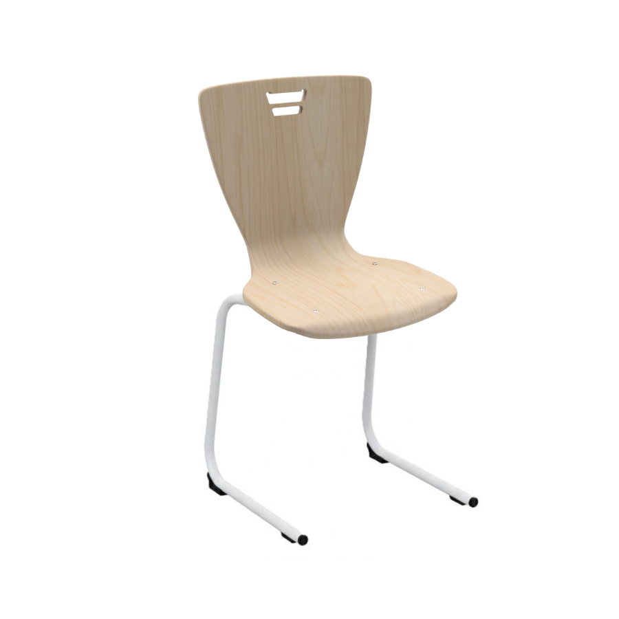 Офісний стілець з суцільним фанерним моноблоком та гнутим металокаркасом, покриття фанери - екологічно-чистий лак, АЛМАНТ, 420х475х830 мм, (h=460 мм).